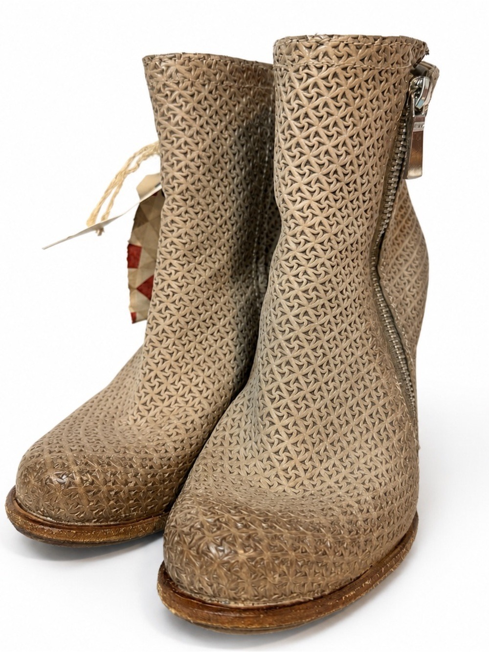 NWT A.S.98 Italian Leather Laser Cut Ankle Booties EU 38 / US 7.5-8